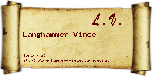 Langhammer Vince névjegykártya